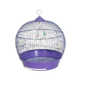 JAULA P/AVES REDONDA CHICA 28X38CM MORADA