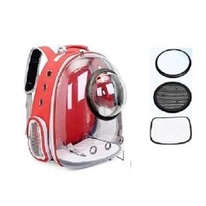 MOCHILA TRANSP CON BURBUJA TRANSPARENTE ROJO