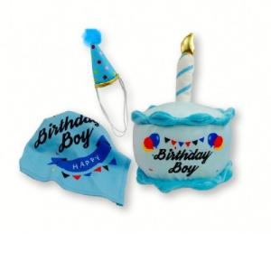 FLUFFY CHUMS JUGUETE DE PELUCHE CON SONIDO TIPO SQUEAKY 3 PIEZAS ESTILO HAPPY BIRTHDAY BOY SHARPAW