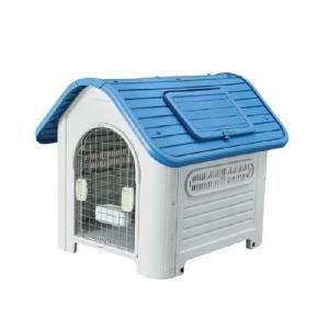 CASA P/MASCOTA DE TEJA CON PUERTA M. AZUL