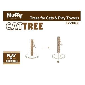 RASCADERO TIPO CAT TREE PARA GATOS PAWFFY IMPORTADO 30X30X40 CMS  POSTES 4 MM - BASE REDONDA 12 MM