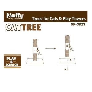 RASCADERO TIPO CAT TREE PARA GATOS PAWFFY IMPORTADO 30X30X42 CMS  POSTES 4 MM - BASE CUADRADA 12 MM